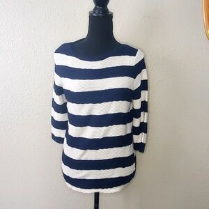 St John’s Bay Navy/ White Striped Elbow Sleeve Size: Petite Medium